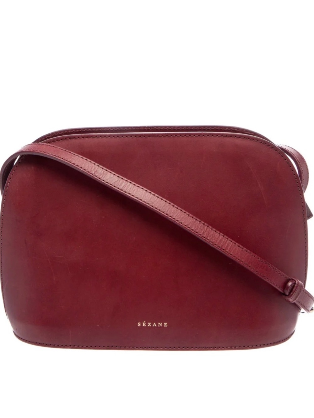 Sézane Heritage Victor Bag - Bordeaux Leather Crossbody